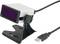 Scanner di codici a barre USB con base nera e finestra di lettura rossa, collegato tramite un cavo USB.