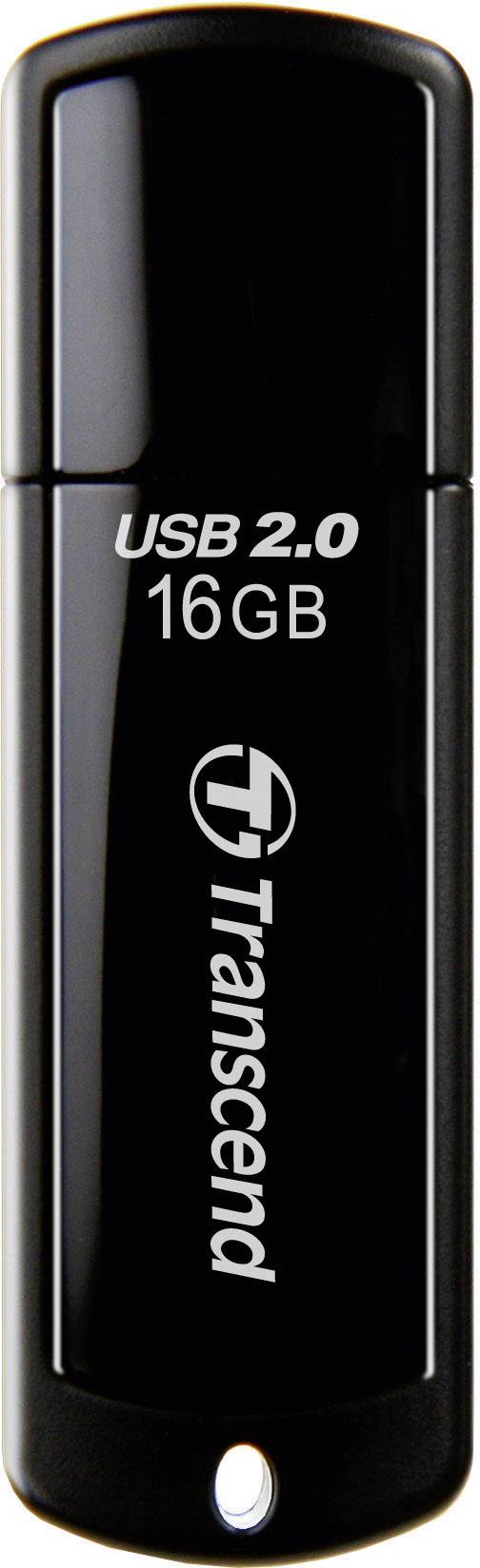 Chiavetta USB nera Transcend da 16 GB con tecnologia USB 2.0.