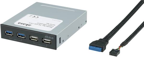 <br>              Akasa<br>              Akasa InterConnect S - Anschlüsse am vorderen Bedienfeld des Speicherschachts (A<br>              4 Porte<br>              Hub USB<br>              <br>              Nero<br>