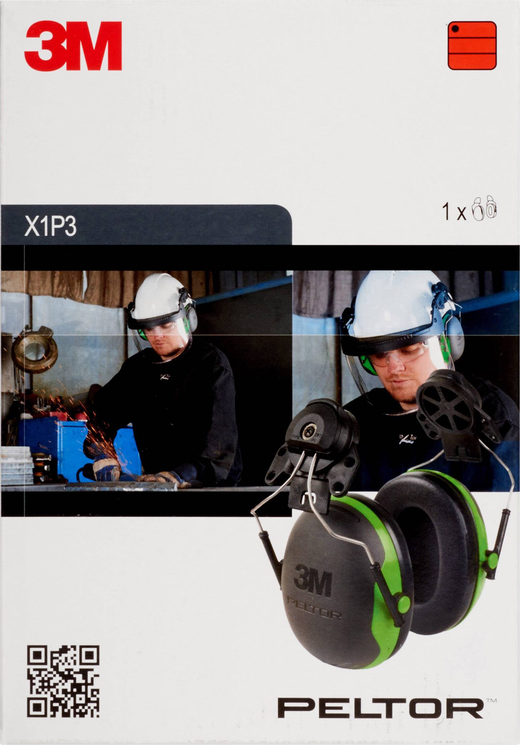 Confezione di Protezione Uditiva 3M Peltor X1P3 con immagine di un operaio che indossa la protezione acustica. Adatto per cantieri e ambienti rumorosi.