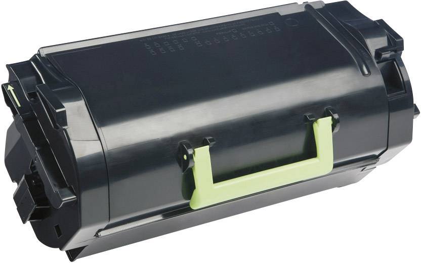 Un contenitore nero del toner con un manico verde, utilizzato nelle stampanti per la creazione di documenti.