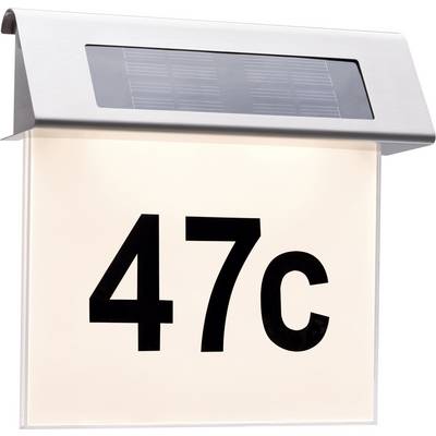 Targa del numero civico illuminata con cella solare, che mostra il numero '47c'.