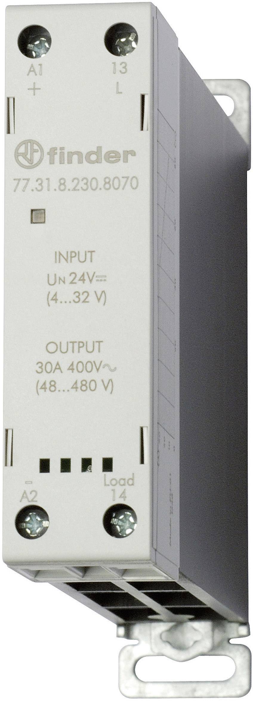 'Finder Solid-State Relay, modello 77.31.8.230.8070, con intervallo di ingresso 4-32 V DC e uscita 30 A 400 V AC.'