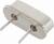Un cristallo di quarzo rettangolare con due piedini metallici sporgenti. Utilizzato nei circuiti elettronici per il controllo preciso della frequenza.