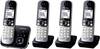 Panasonic KX-TG6824 Quattro DECT, GAP Telefono cordless analogico Segreteria telefonica, Vivavoce Nero, Argento