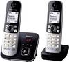 Panasonic KX-TG6822 Duo DECT, GAP Telefono cordless analogico Segreteria telefonica, Vivavoce Nero, Argento