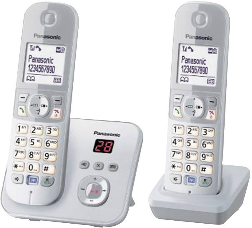 Panasonic KX-TG6822 Duo DECT, GAP Telefono cordless analogico Segreteria telefonica, Vivavoce Argento, Grigio