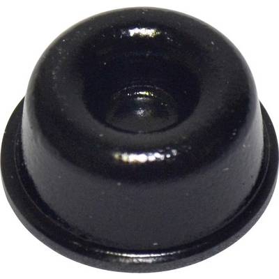 Un paracolpi nero rotondo in gomma, probabilmente utilizzato come ammortizzatore o protezione in applicazioni tecniche o artigianali.