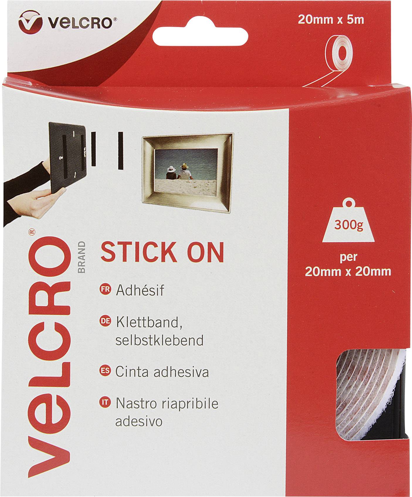 VELCRO® VEL-EC60216 Nastro a strappo da incollare Lato morbido e lato rigido (L x L) 5000 mm x 20 mm Bianco 5 m