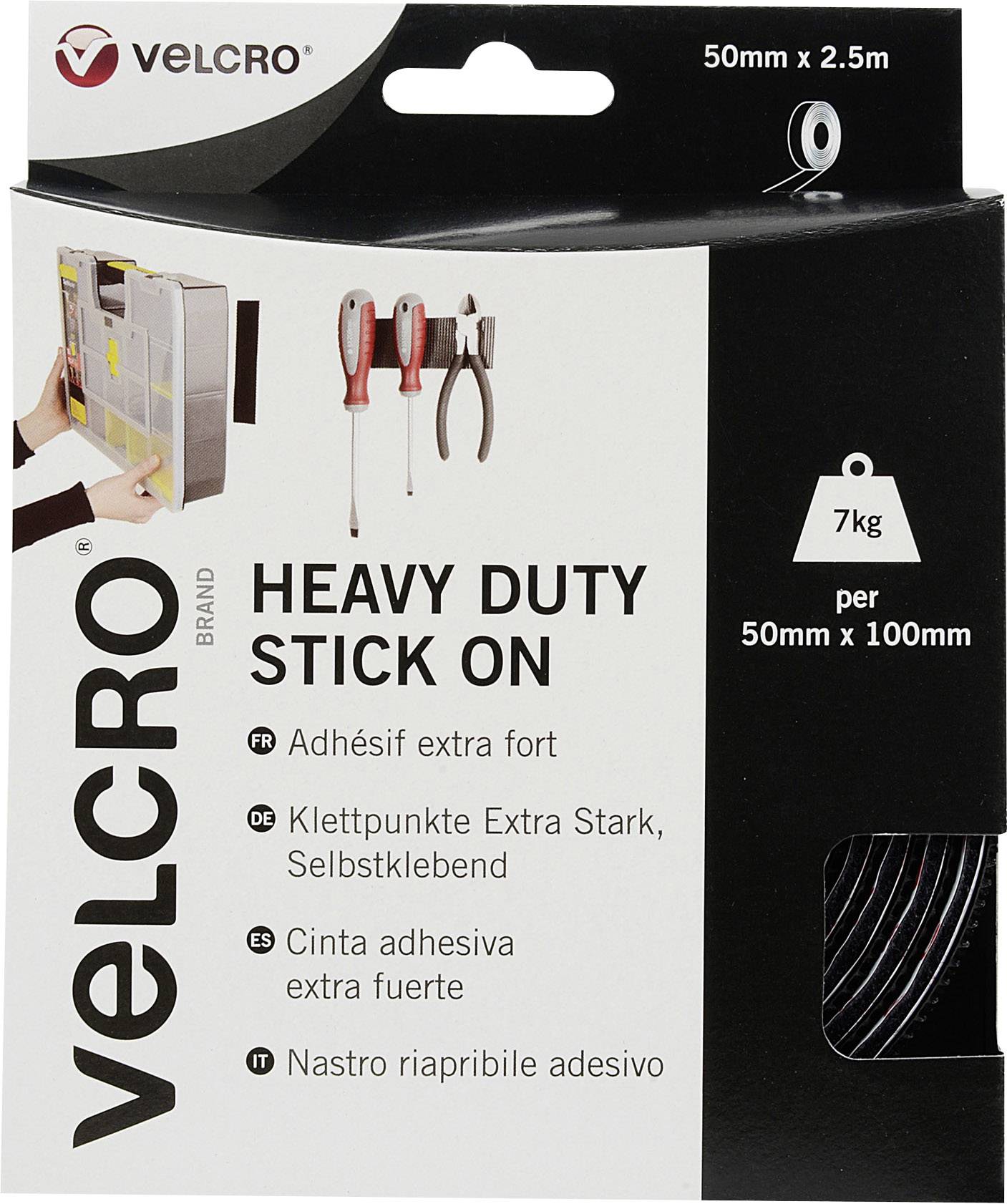 VELCRO® VEL-EC60245 Nastro a strappo da incollare Lato morbido e lato rigido, extra forte (L x L) 2500 mm x 50 mm Nero 2