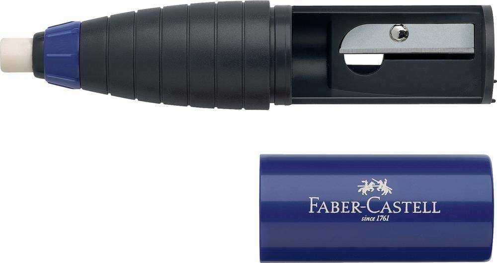 Temperamatite con Contenitore e Gomma Twist Combi Faber Castell - 1 Foro - 184401 (Nero e Rosa)-0