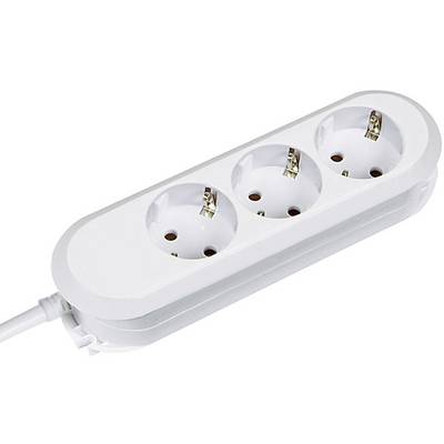 Presa tripla con cavo bianco, idonea per l'ampliamento degli slot di alimentazione per dispositivi elettronici in abitazioni o uffici.