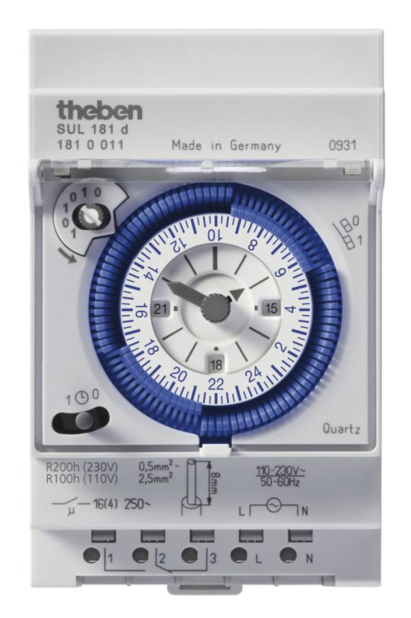 Theben 1810011 Timer per guida DIN analogico 230 V/AC 16 (4) A/250 V