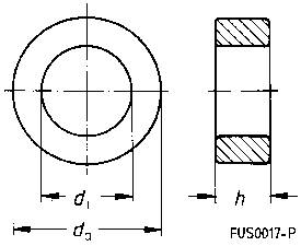 Disegno tecnico di un disco: vista laterale e dall'alto con descrizioni dei diametri 'd₁', 'd₂' e altezza 'h'.