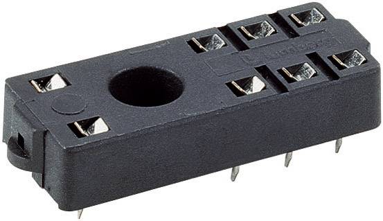 Un zoccolo IC nero a otto pin con un'apertura centrale, idoneo ad accogliere un circuito integrato.