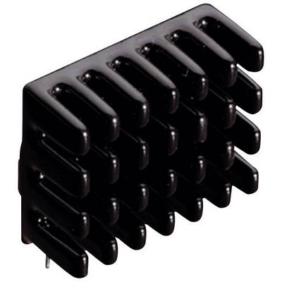 Dissipatore di calore nero con più alette parallele per la dissipazione termica, utilizzato in dispositivi elettronici.