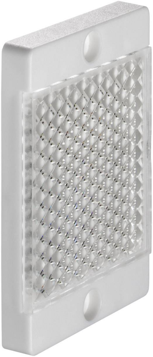 Piastra riflettente di forma rettangolare, composta di materiale trasparente con una struttura superficiale riflettente a forma di rombo.