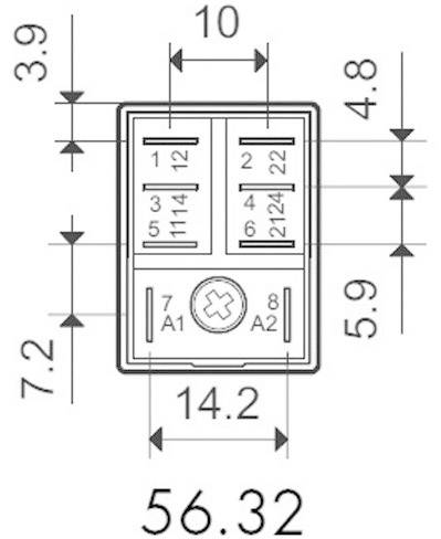 Disegno tecnico di un componente rettangolare con dimensioni indicate in millimetri: 14,2 x 7,2. Contiene un foro centrale.