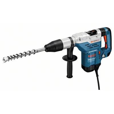 Un martello perforatore elettrico blu e argento con impugnatura a D e punta di perforazione lunga, adatto a lavori di foratura pesanti.