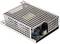 Involucro metallico di un alimentatore switching con pattern di fori per la ventilazione, visibili i componenti elettronici all'interno.