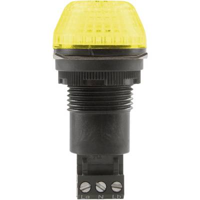 Spia luminosa LED gialla in involucro nero, idonea per macchine o impianti per l'indicazione di stato o l'avviso.