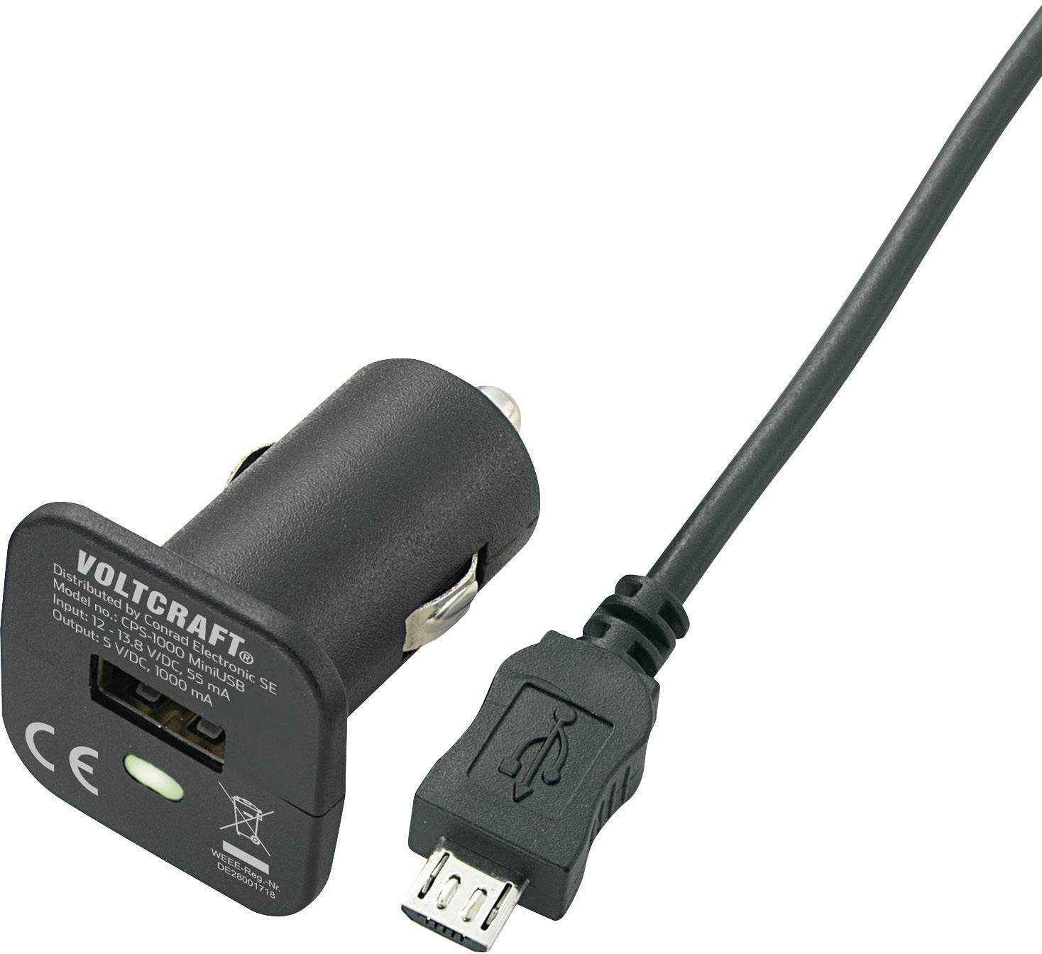 VOLTCRAFT CPS-1000 MicroUSB Caricatore USB Micro-USB, USB Nero Automobile