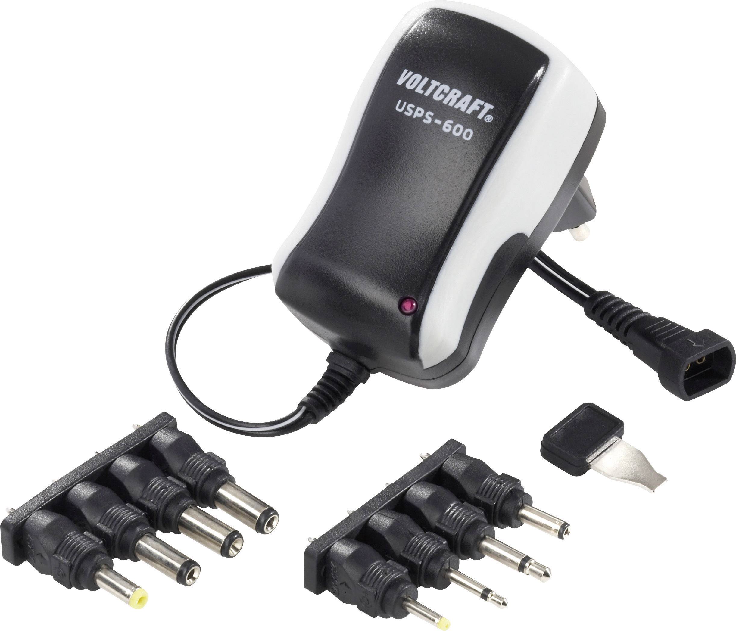 VOLTCRAFT USPS 600 Alimentatore a spina regolabile 3 V/DC, 4.5 V/DC, 5 V/DC, 6 V/DC, 7.5 V/DC, 9 V/DC, 12 V/DC 600 mA 7.