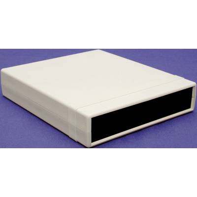 Un modem esterno rigido in un involucro bianco su sfondo blu.