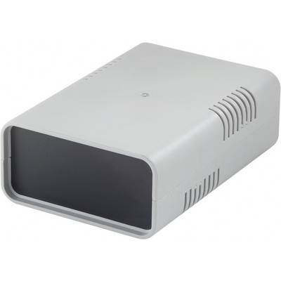 Contenitore elettronico grigio, rettangolare, con lati ventilati, idoneo all'alloggiamento di componenti elettronici.