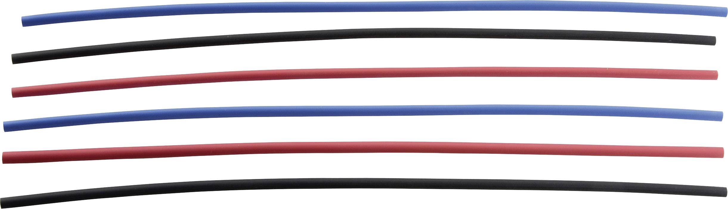 Sei cavi colorati: due blu, due rossi e due neri, disposti uno accanto all'altro su sfondo bianco.