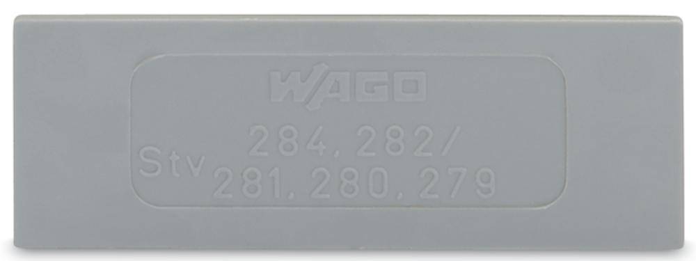 Coperchio grigio con l'iscrizione 'WAGO 284, 282 / Stv. 281, 280, 279'.
