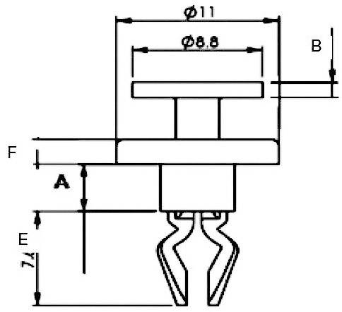 Diagramma di un componente meccanico con diverse misure, compresi diametro e altezza.