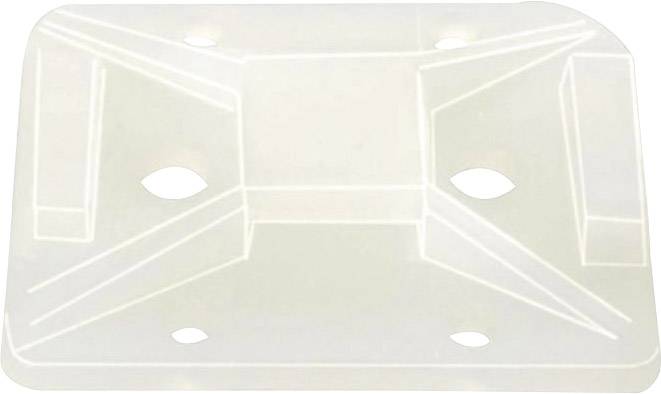 Un componente rettangolare in plastica con quattro aperture ovali al centro, utilizzato per il fissaggio o come elemento di giunzione in una costruzione.