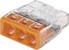 WAGO 2273-203-1 2273 Morsettiera flessibile: - rigido: 0.5-2.5 mm² Numero Poli (num): 3 1 pz. Trasparente, Arancione