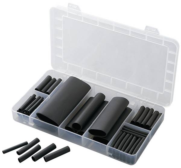TRU COMPONENTS 1566305 Kit guaine termoretraibili Nero Restringimento:3:1 52 Parti