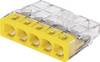 WAGO 2273-205-100 2273 Morsettiera flessibile: 0.5-2.5 mm² rigido: 0.5-2.5 mm² Numero Poli (num): 5 100 pz. Trasparente, Giallo Pezzo