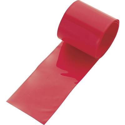 Un rotolo di nastro PVC rosso lucido, parzialmente srotolato, su sfondo chiaro.