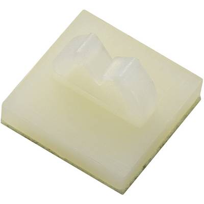 Un supporto per cavi bianco, quadrato, in plastica con superficie adesiva per il montaggio a parete o su mobili.
