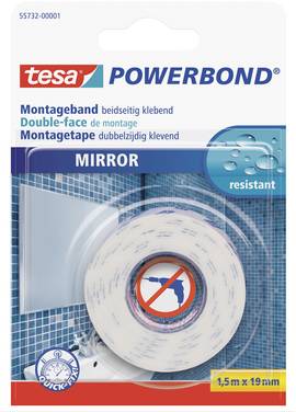 tesa MIRROR 55732-00001-02 Nastro per fissaggio tesa® Powerbond Bianco (L x L) 1.5 m x 19 mm 1 pz.