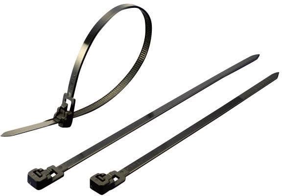 TRU COMPONENTS 1592881 TC-HVCR200BK203 Fascetta per cavi 200 mm 7.60 mm Nero riutilizzabili 100 pz.