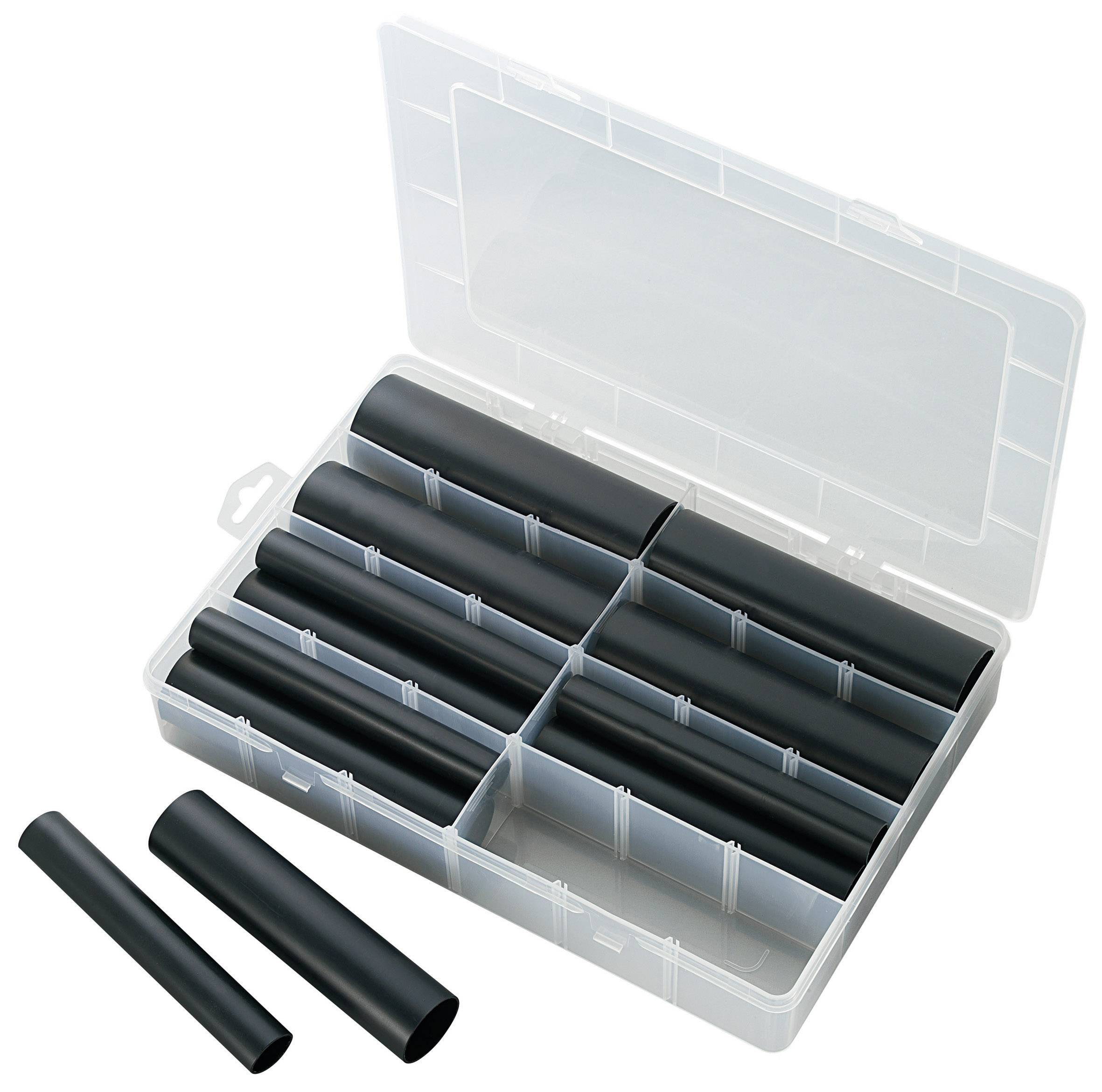 TRU COMPONENTS 1566431 Kit guaine termoretraibili Nero Restringimento:6:1 12 Parti