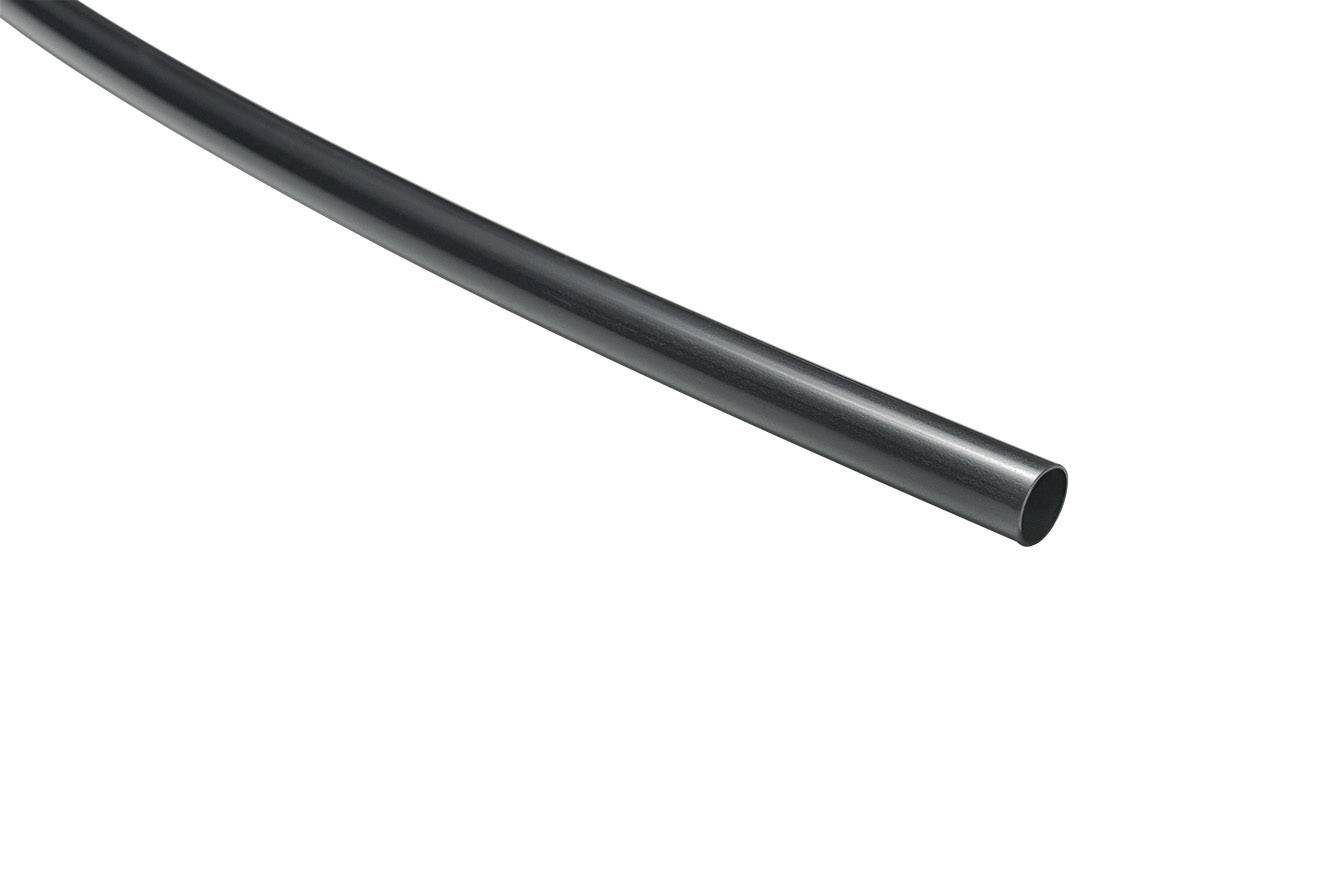 Tubo flessibile nero in plastica, con vista curva, adatto per la protezione dei cavi o per sistemi di irrigazione.