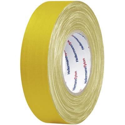 Rotolo di nastro adesivo giallo con stampa 'HellermannTyton'.