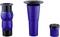 Tre parti in plastica blu per pesi, assemblate come un sistema regolabile di pesi per manubri, su sfondo bianco.