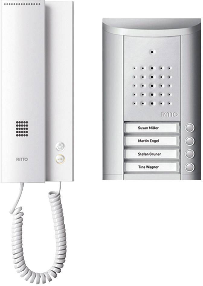 Ritto by Schneider Entravox Citofono Cablato Kit completo Casa Quadrifamiliare Argento