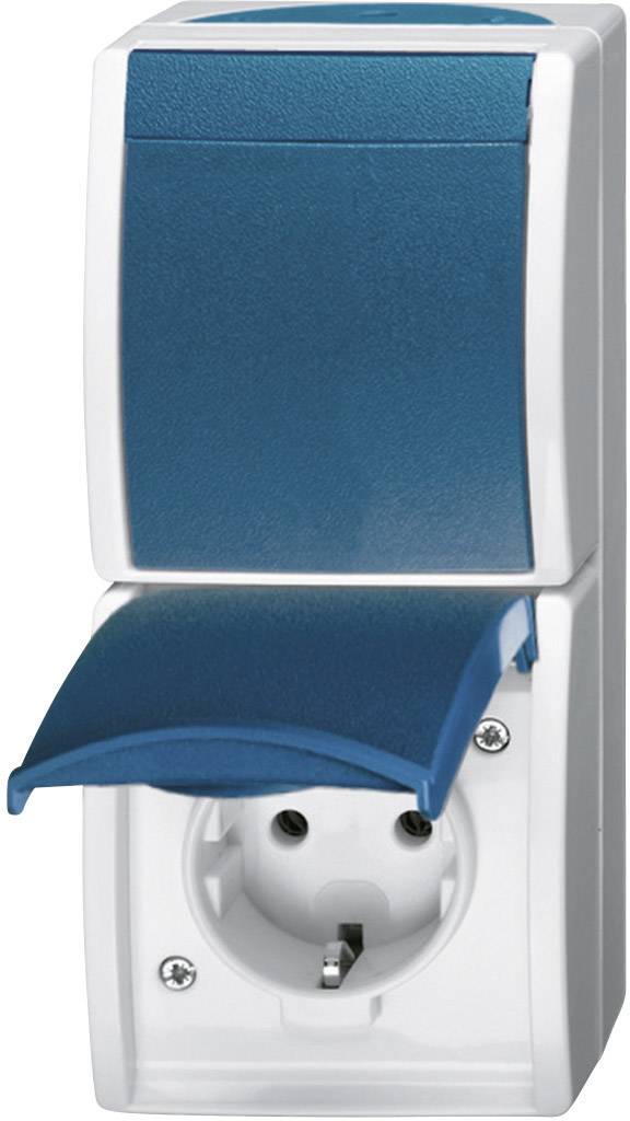 Busch-Jaeger 2601/6/20 EW-53 Interruttore per ambienti umidi Combinazione interruttore/prese Superficie Ocean Blu, Verde