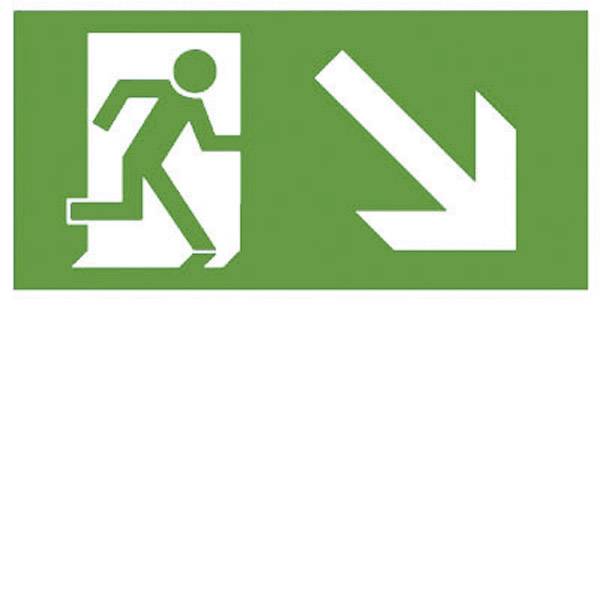 Segnaletica per uscite d`emergenza - B-SAFETY F563-E Indicazione via di fuga verso il basso a destra - Segnaletica per uscite d`emergenza - B-SAFETY F563-E Indicazione via di fuga verso il basso a destra -