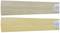 Due pannelli di legno con venature diverse, quello superiore più chiaro con morbidi riccioli, quello inferiore più scuro e con disegni più intensi.