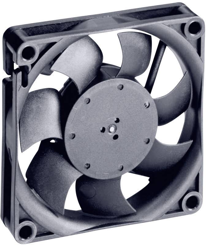 Ventola quadrata nera per computer con cinque pale, idonea al raffreddamento di case per computer o dispositivi elettronici.