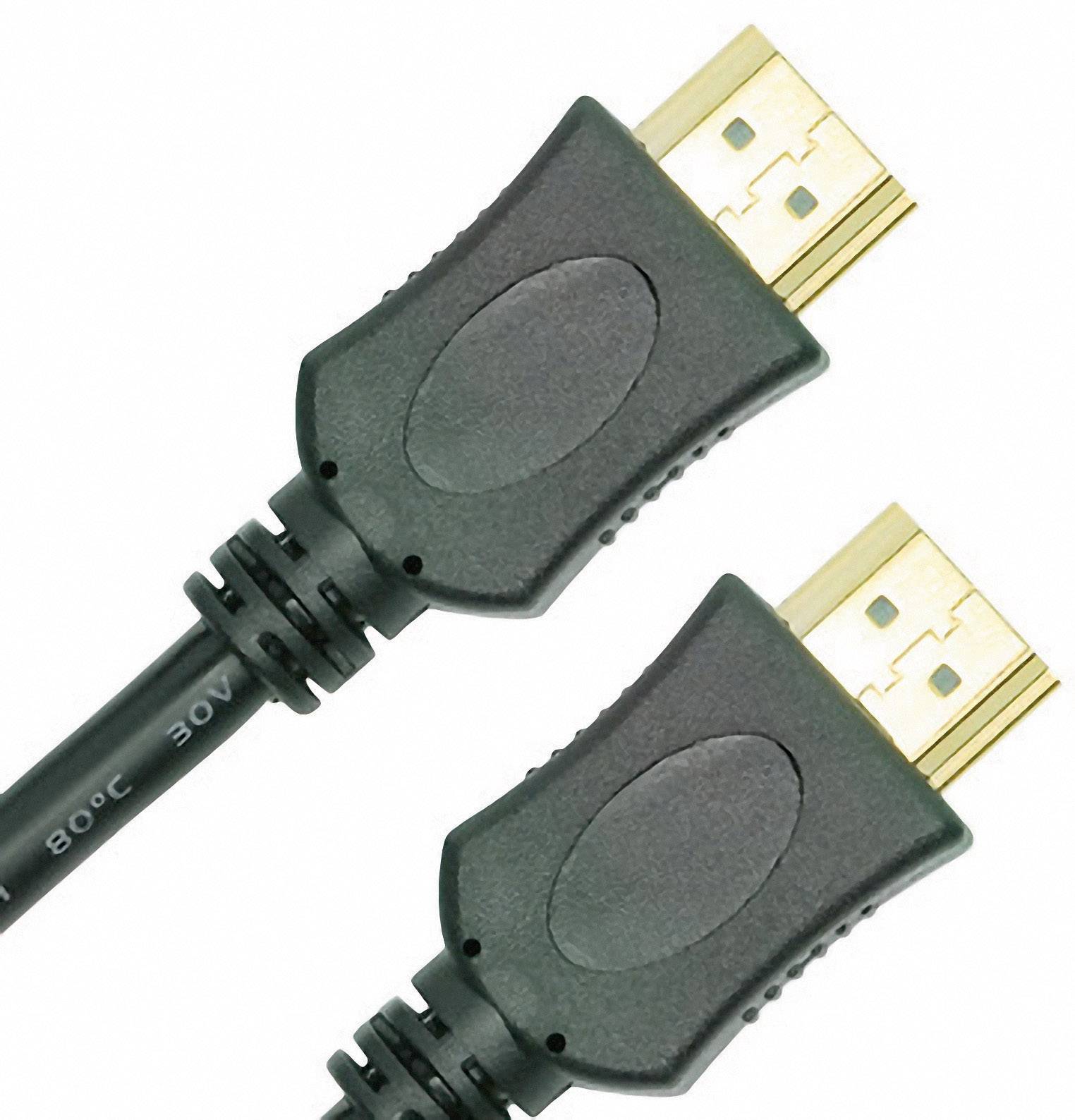 Due cavi HDMI neri identici con connettori dorati, utilizzati per la trasmissione di audio e video.
